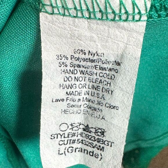 Emerald green lace open ladder back dress size large - Picture 6 of 6